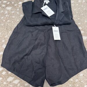 Chic black Linen Shorts Set